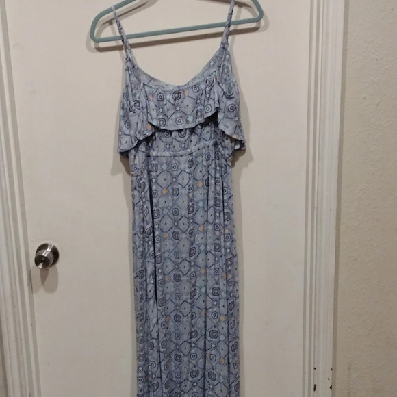 NWT Mudd Blue Floral Flounce Top Maxi Dress Sz L -Boho Festival Romantic Event - Picture 7 of 7